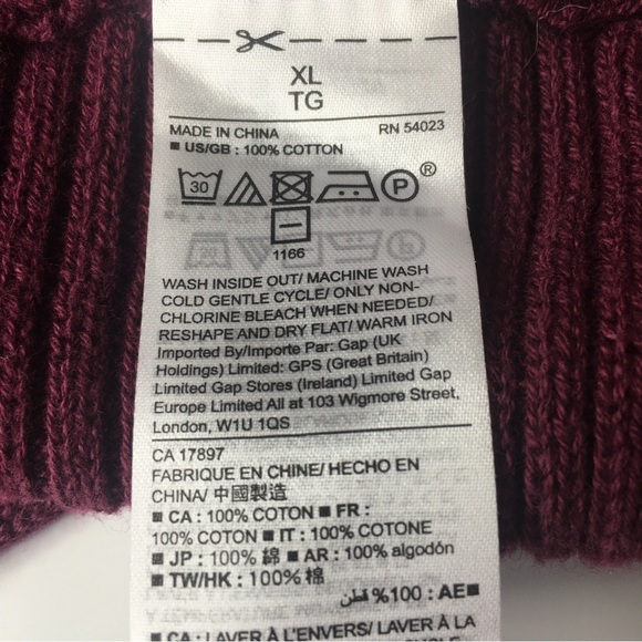 New Gap Burgundy Cardigan sweater X-large Open Front Knit - Picture 4 of 4